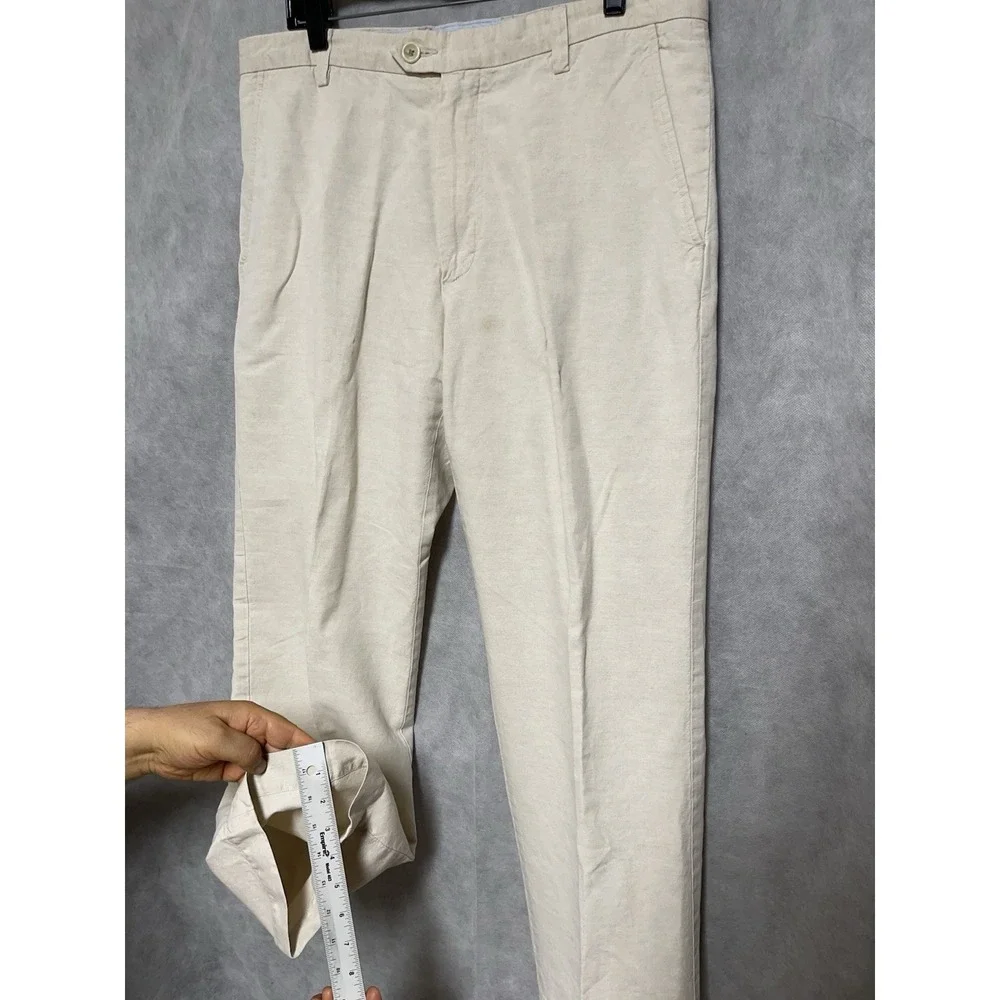 Banana Republic Pants Men's 34X31 Ivory Straight Linen Cotton Coastal Academia